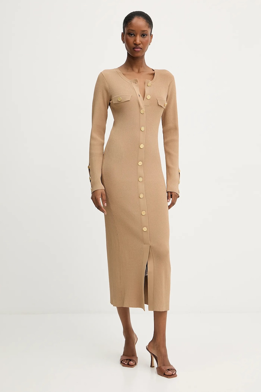 Karl Lagerfeld rochie culoarea verde, midi, mulată, A3W13038