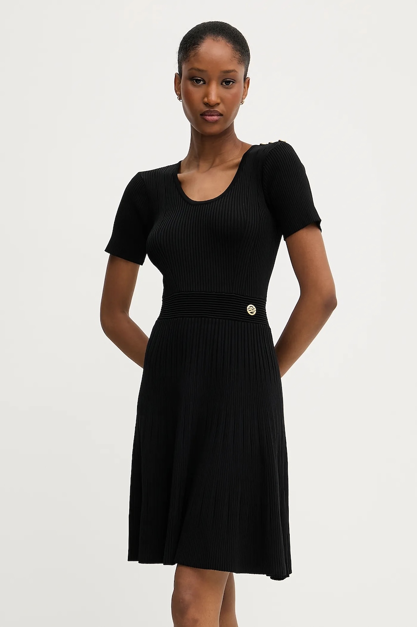 Karl Lagerfeld rochie culoarea negru, mini, evazați, A3W13040 Karl Lagerfeld rochie culoarea negru, mini, evazați, A3W13040