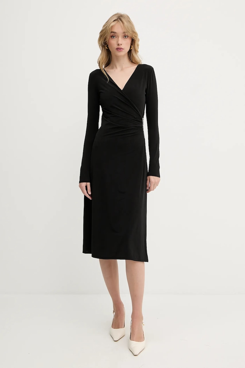 Levně Šaty Karl Lagerfeld černá barva, midi, A3W13042