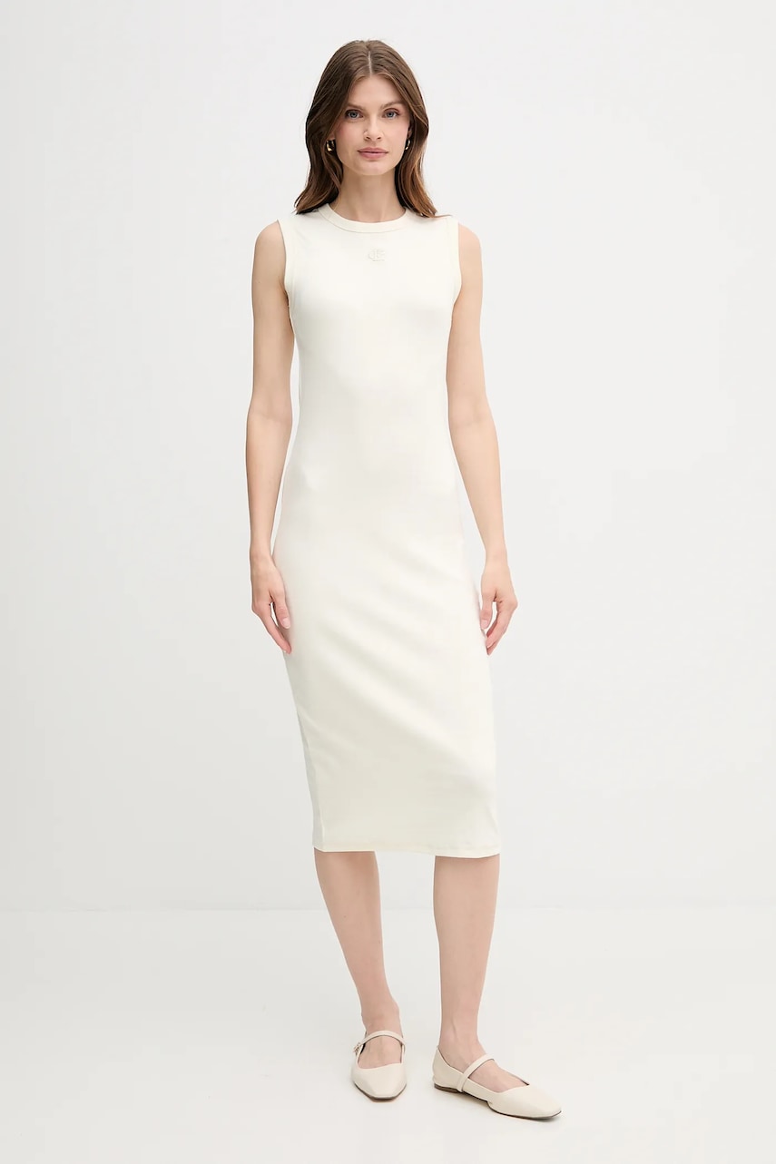 Сукня Calvin Klein Jeans колір бежевий midi облягаюча LV047C240G