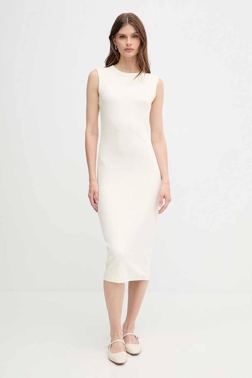 Сукня Calvin Klein Jeans колір бежевий midi облягаюча LV047C240G