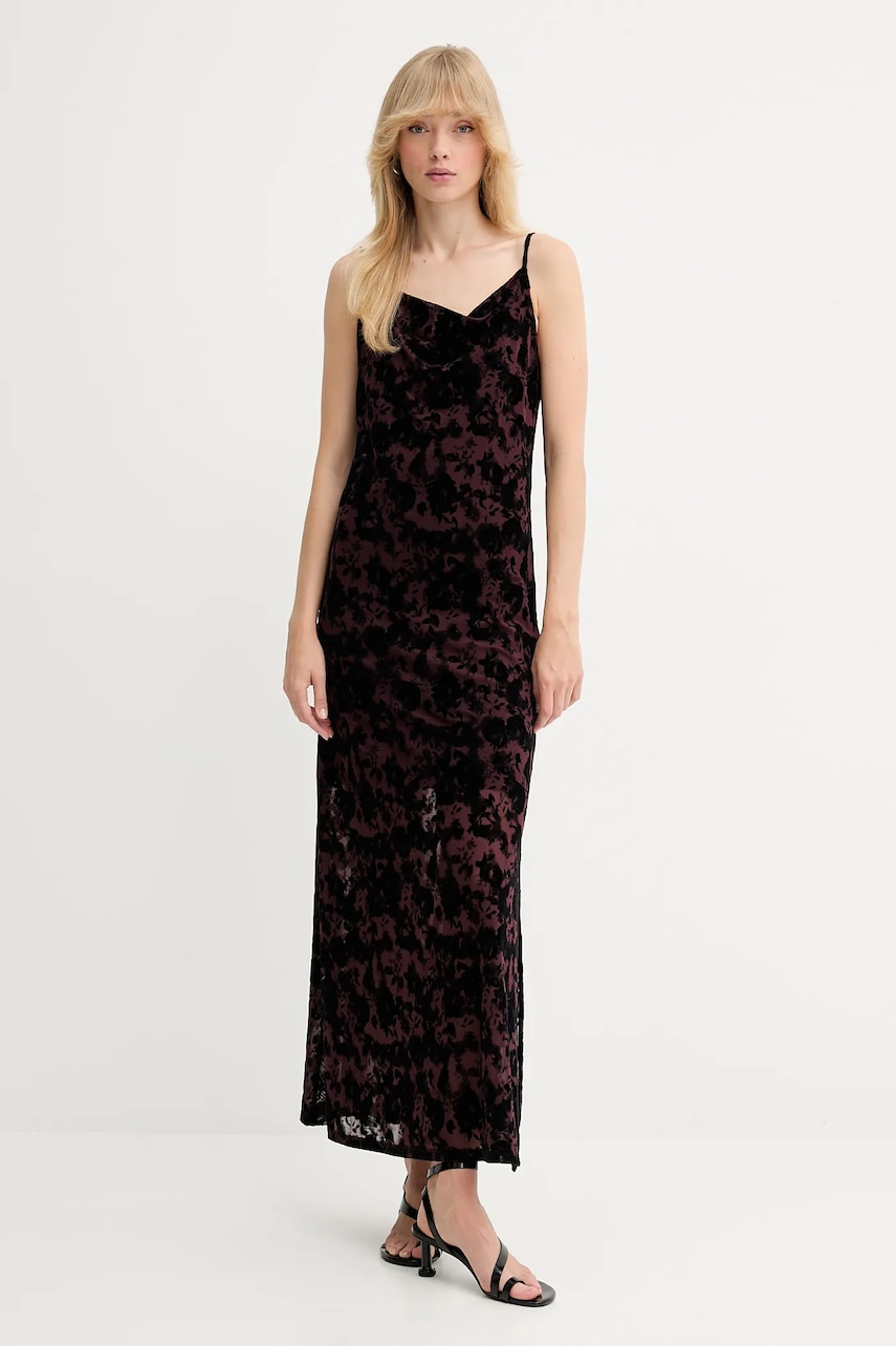 Gestuz rochie culoarea negru, maxi, drept, 10910584