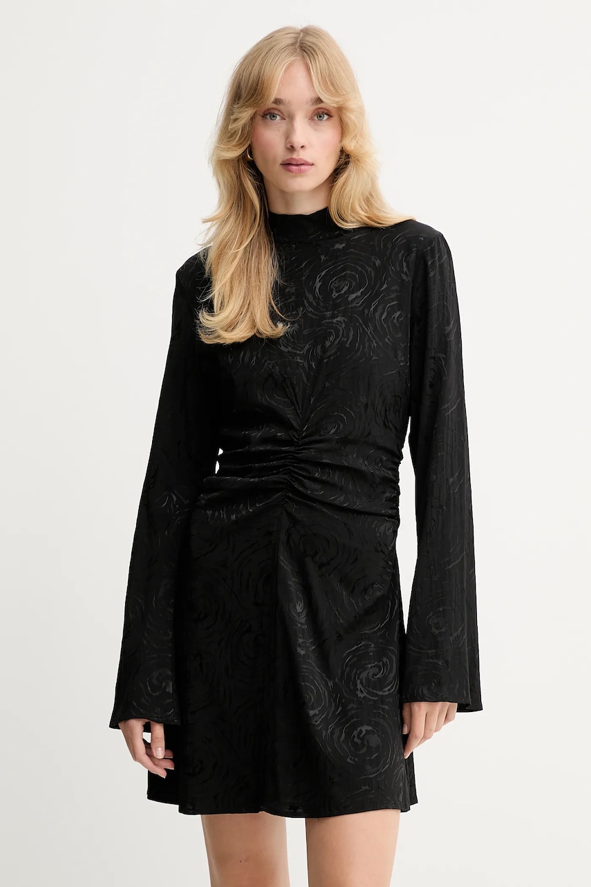 Gestuz rochie culoarea negru, mini, evazați, 10910606