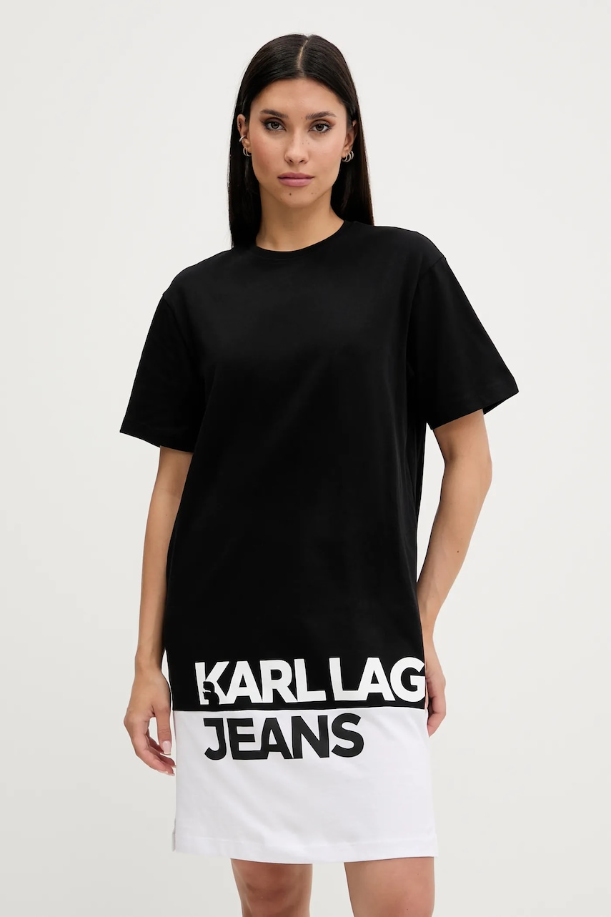 Karl Lagerfeld Jeans rochie din bumbac culoarea negru, mini, oversize, A3W13005