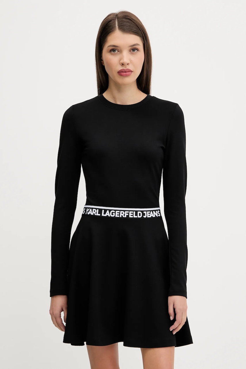 Karl Lagerfeld Jeans rochie culoarea negru, mini, evazati, A3W13009