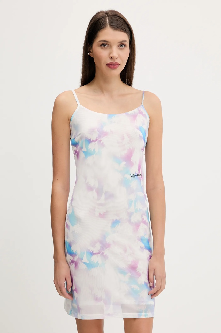 Karl Lagerfeld Jeans rochie culoarea alb, mini, drept, A3W13011