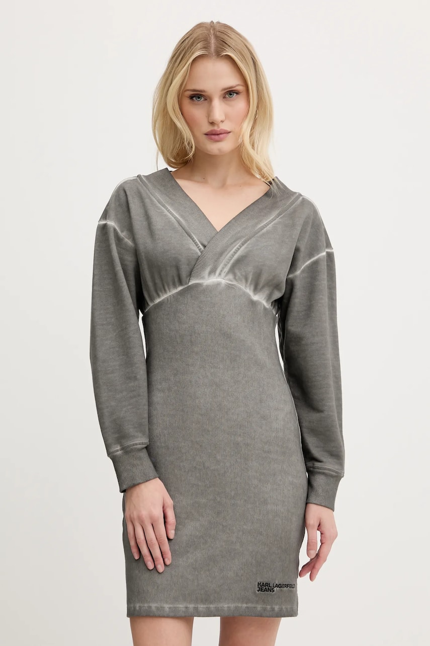 Karl Lagerfeld Jeans rochie culoarea gri, mini, mulată, A3W13012