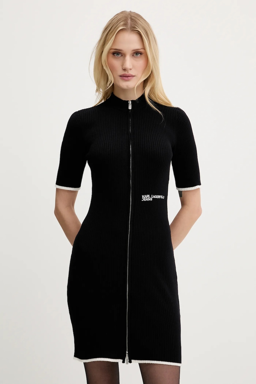 Karl Lagerfeld Jeans rochie culoarea negru, mini, mulată, A3W13013