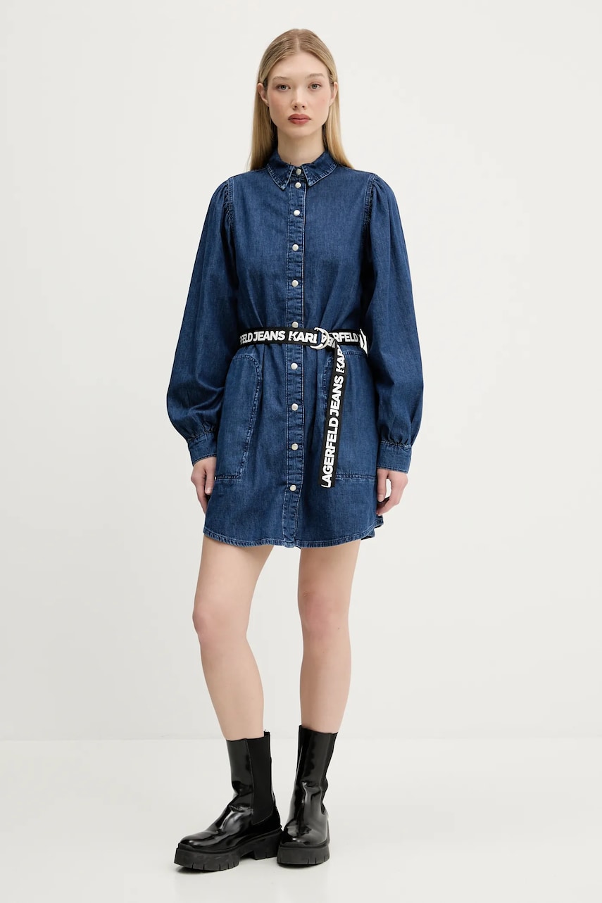 Джинсовое платье Karl Lagerfeld Jeans цвет синий mini прямое A3W13014 Джинсовое платье Karl Lagerfeld Jeans цвет синий mini прямое A3W13014