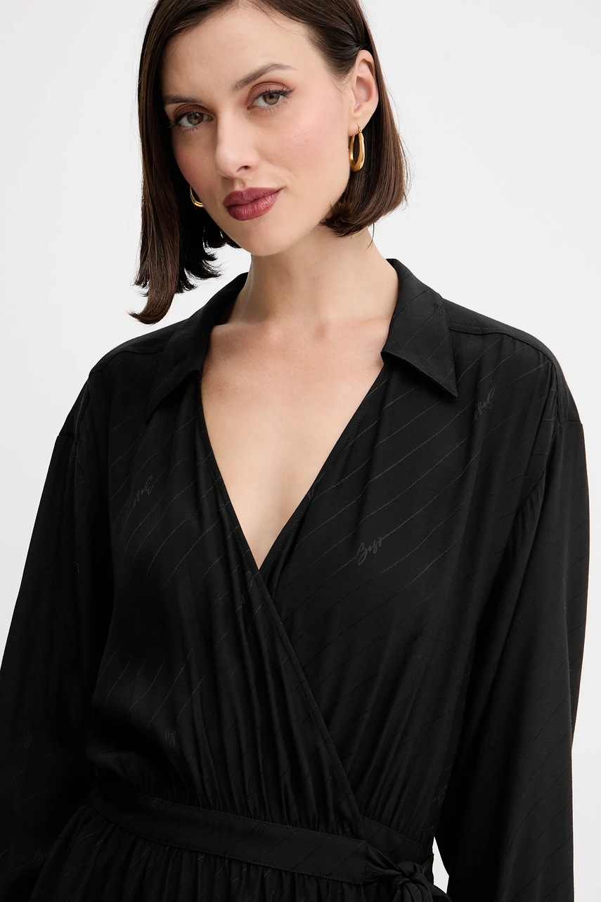 Сукня BOSS Orange колір чорний mini розкльошена 50544025