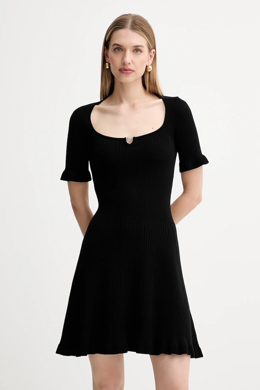 BOSS Orange rochie culoarea negru, mini, evazați, 50543978