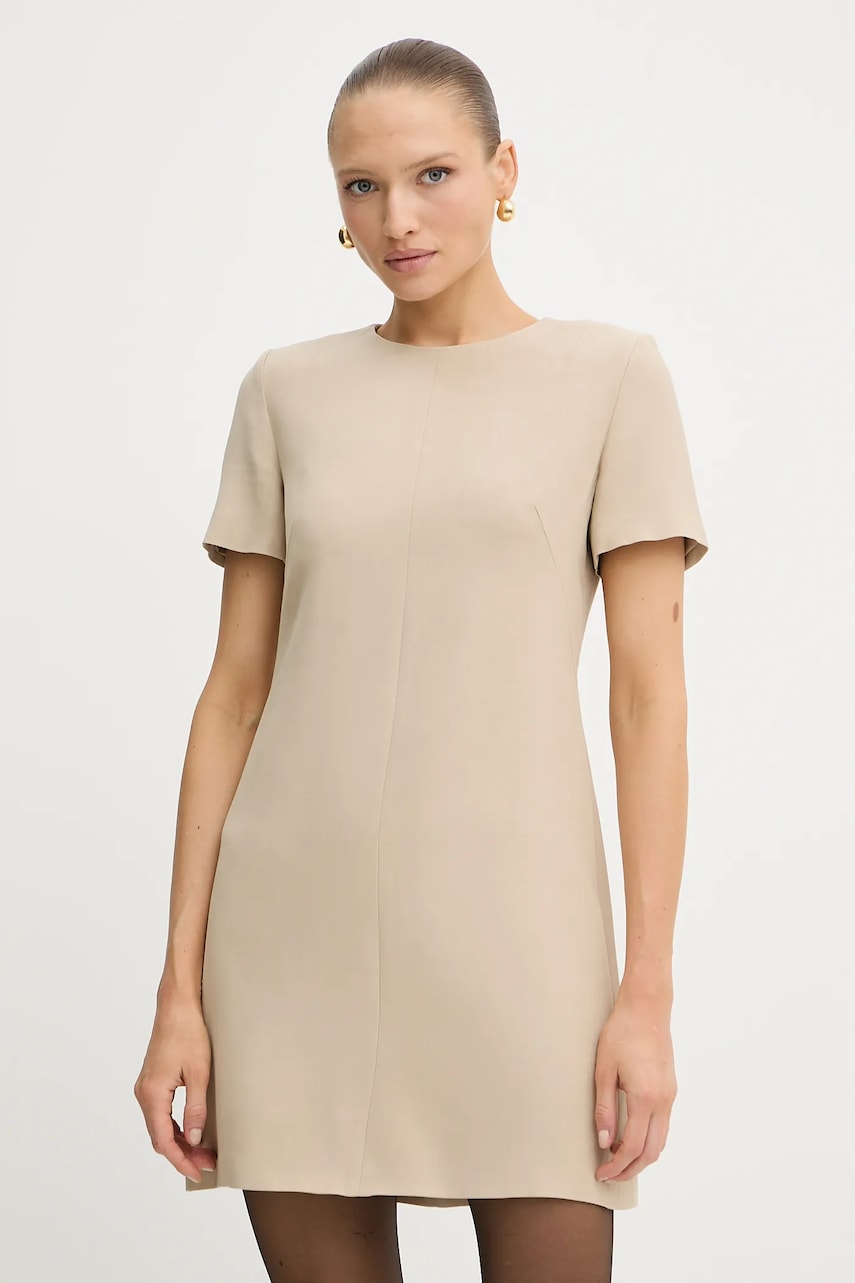 BOSS rochie culoarea bej, mini, drept, 50541993