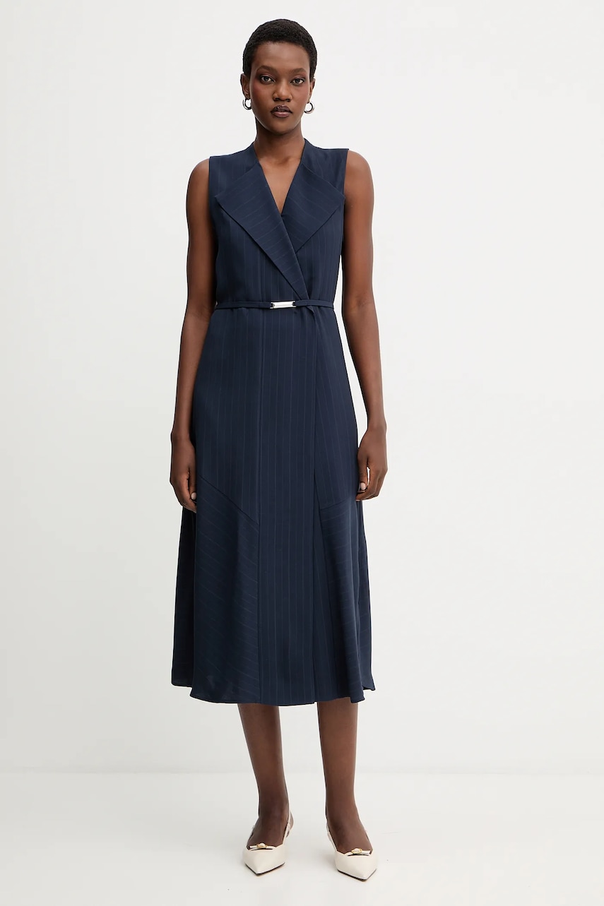 BOSS rochie culoarea albastru marin, midi, drept, 50548494