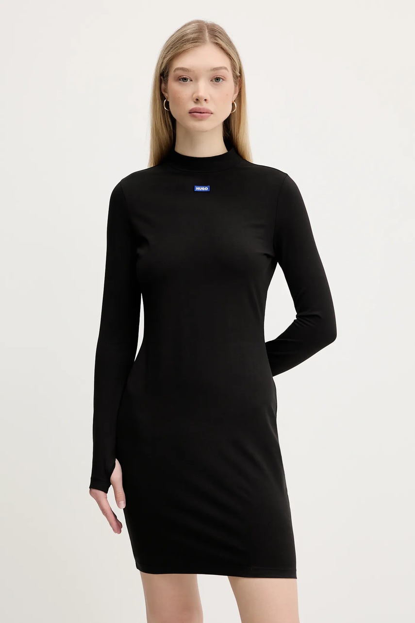 Hugo Blue rochie culoarea negru, mini, mulata, 50545016