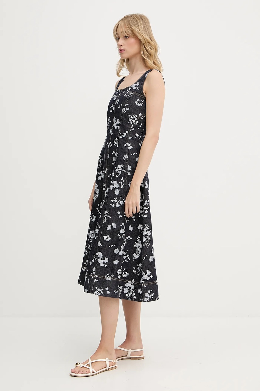 Джинсовое платье Karl Lagerfeld цвет синий midi расклешённое A3W13004