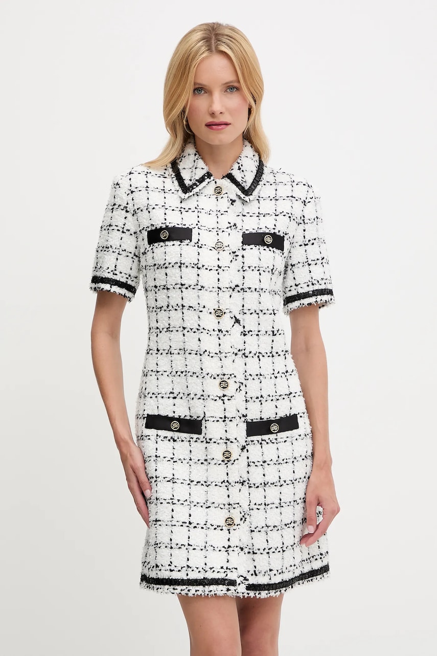Karl Lagerfeld rochie din amestec de lână culoarea alb, mini, drept, A3W13031