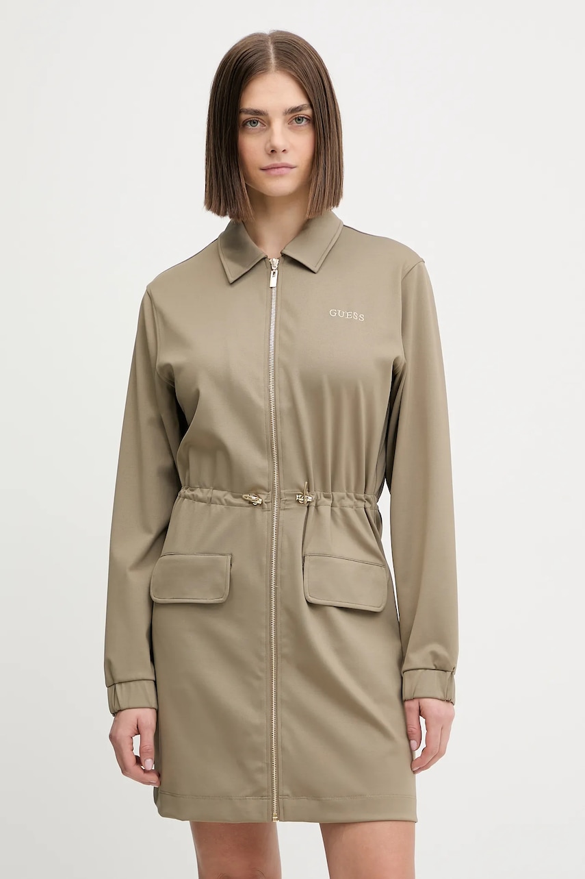 Levně Šaty Guess CARLA zelená barva, mini, V5YK04 KCX42