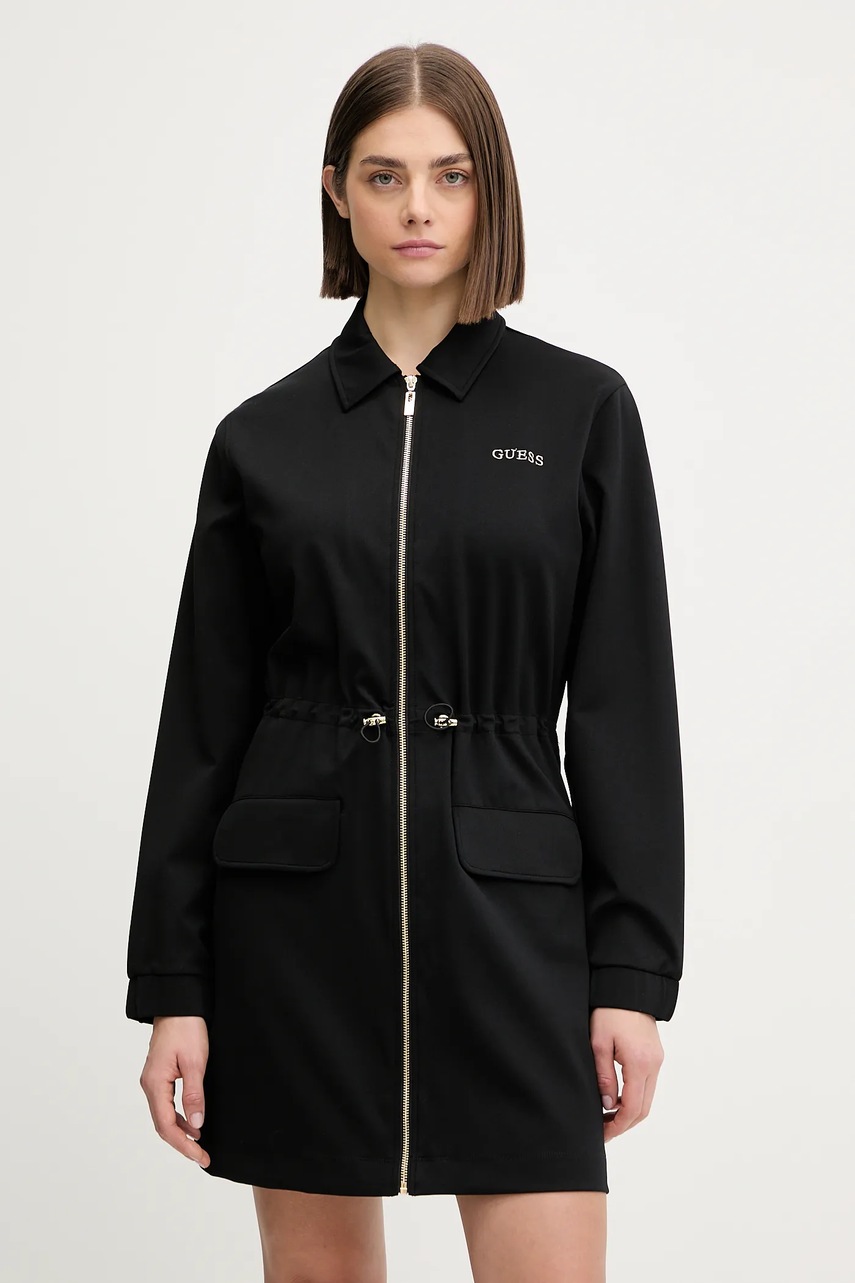 

Рокля Guess CARLA в черно къса разкроена V5YK04 KCX42, Черен