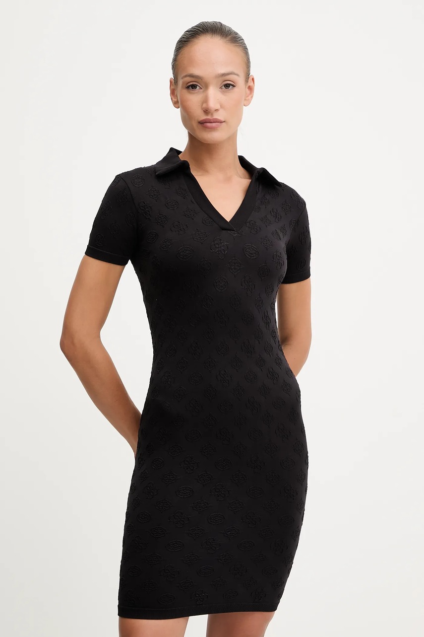 Платье Guess PEONY цвет чёрный mini облегающее V5YK05 Z3OA0 Платье Guess PEONY цвет чёрный mini облегающее V5YK05 Z3OA0