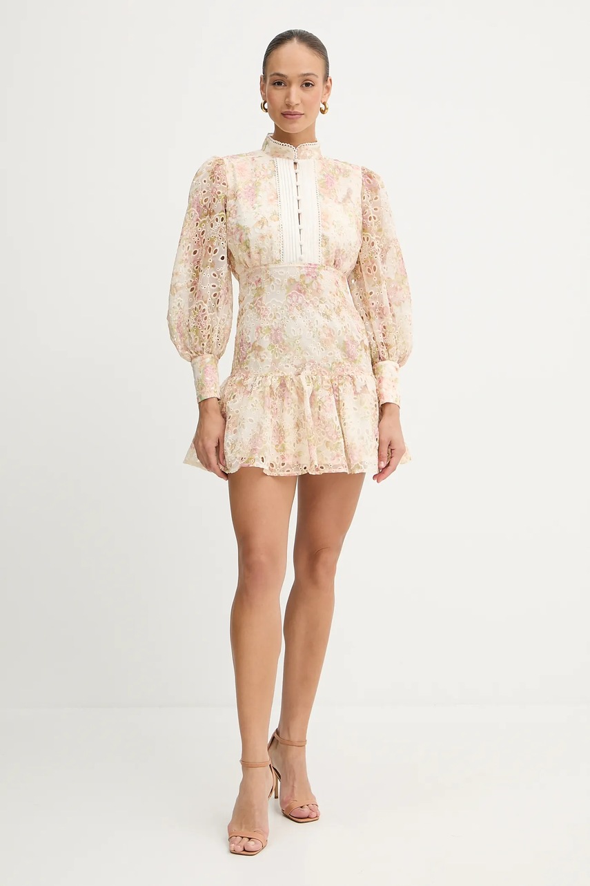 Платье Bardot цвет бежевый mini расклешенное 58421DB3