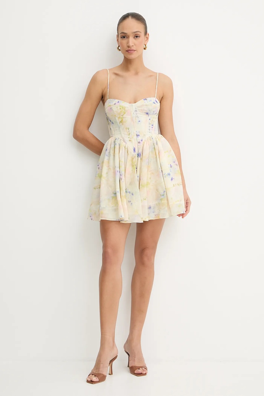 Платье Bardot цвет жёлтый mini расклешенное 59910DB