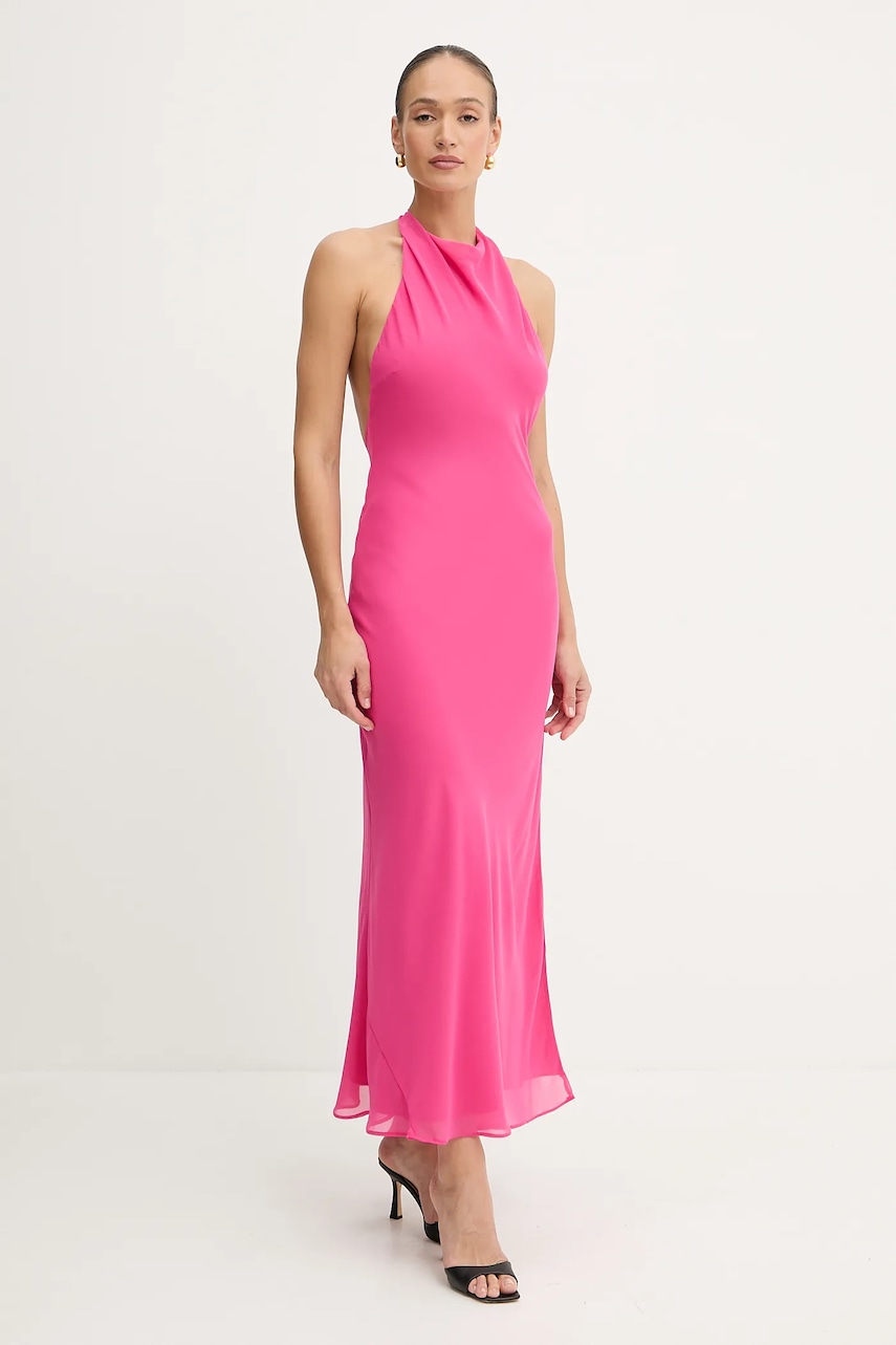 Bardot rochie culoarea roz, maxi, evazati, 59919DB1