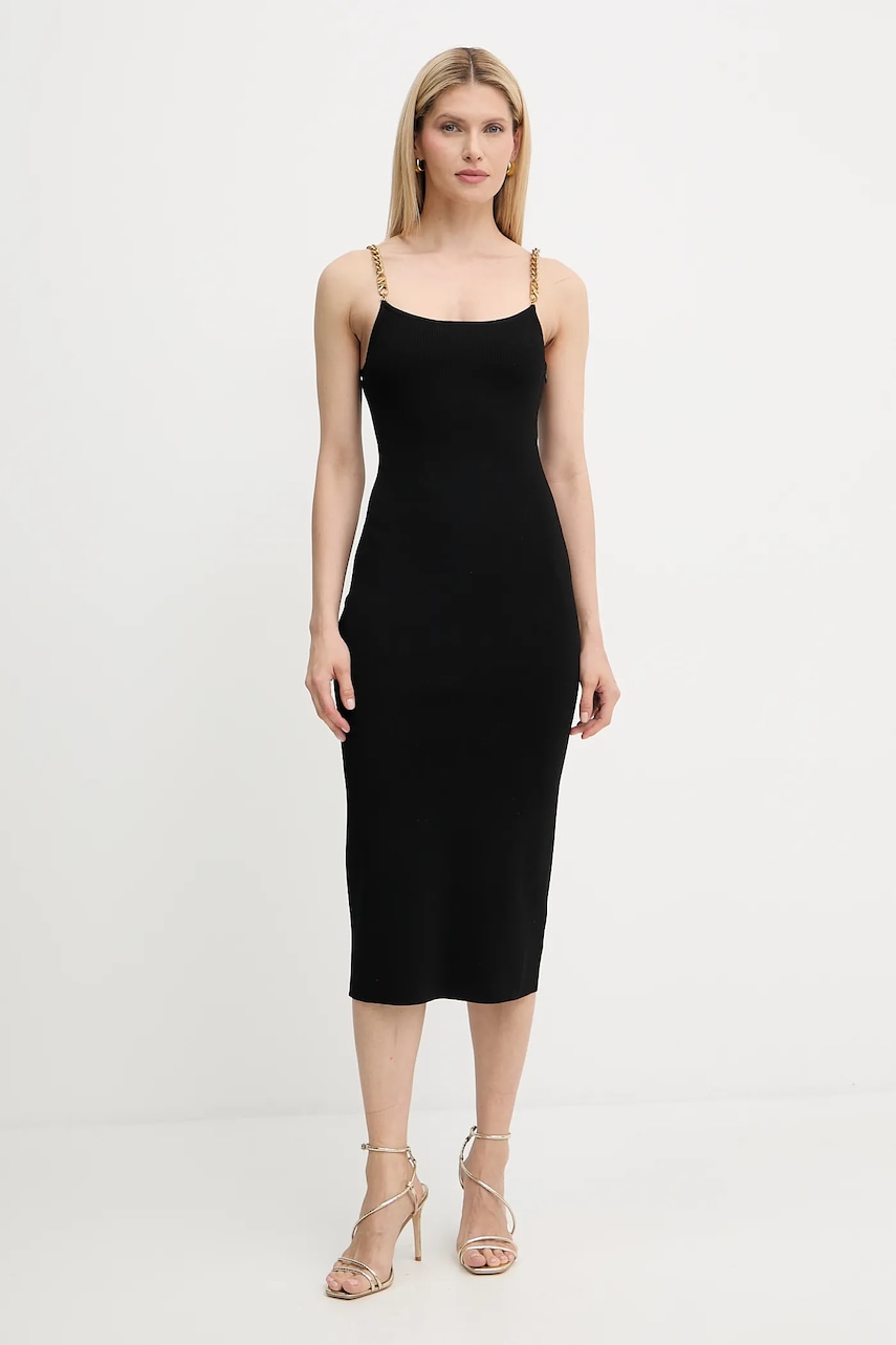 MICHAEL Michael Kors rochie culoarea negru, midi, mulată, MT5831M33D