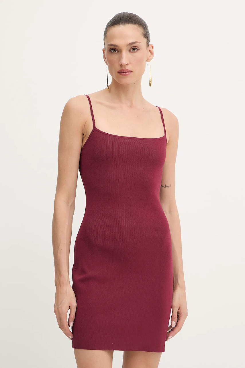 MICHAEL Michael Kors rochie culoarea bordo, mini, mulată, MT5833Z33D