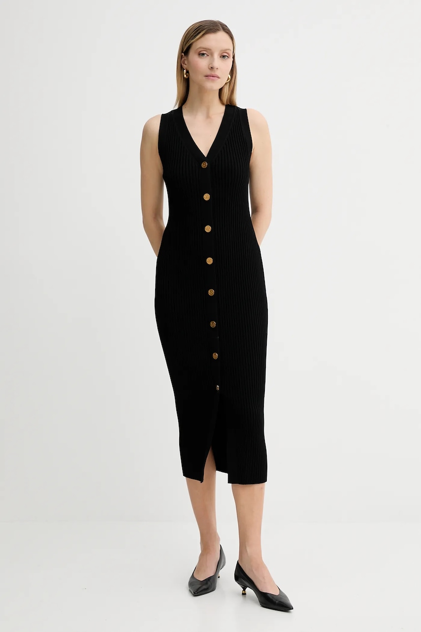 MICHAEL Michael Kors rochie culoarea negru, midi, mulată, MT5832533D