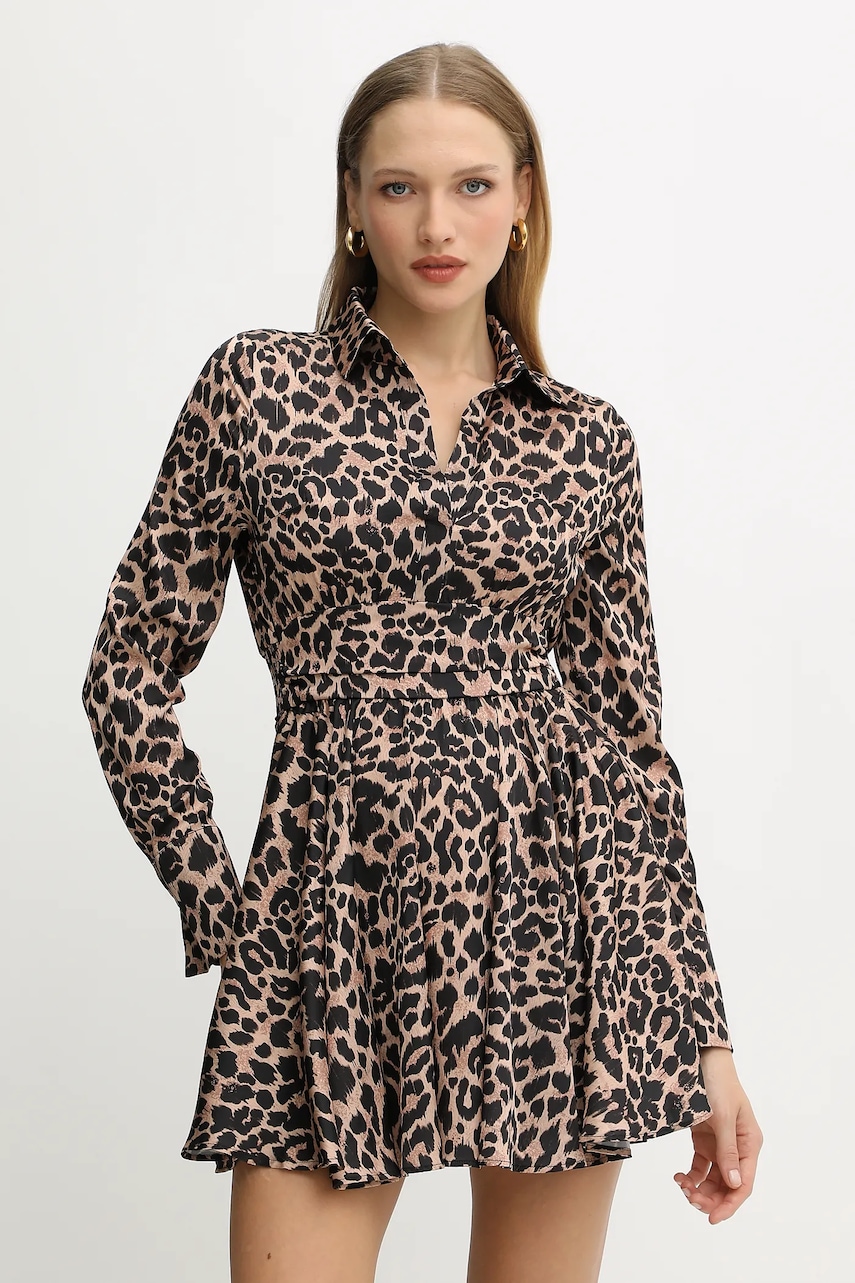 Levně Šaty Guess CONCETTA béžová barva, mini, W5YK00 WF1T2