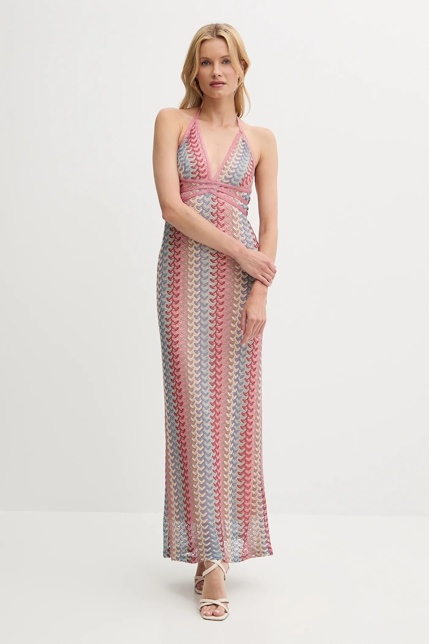 Levně Šaty Guess FEARNE růžová barva, maxi, W5YK1C KK620