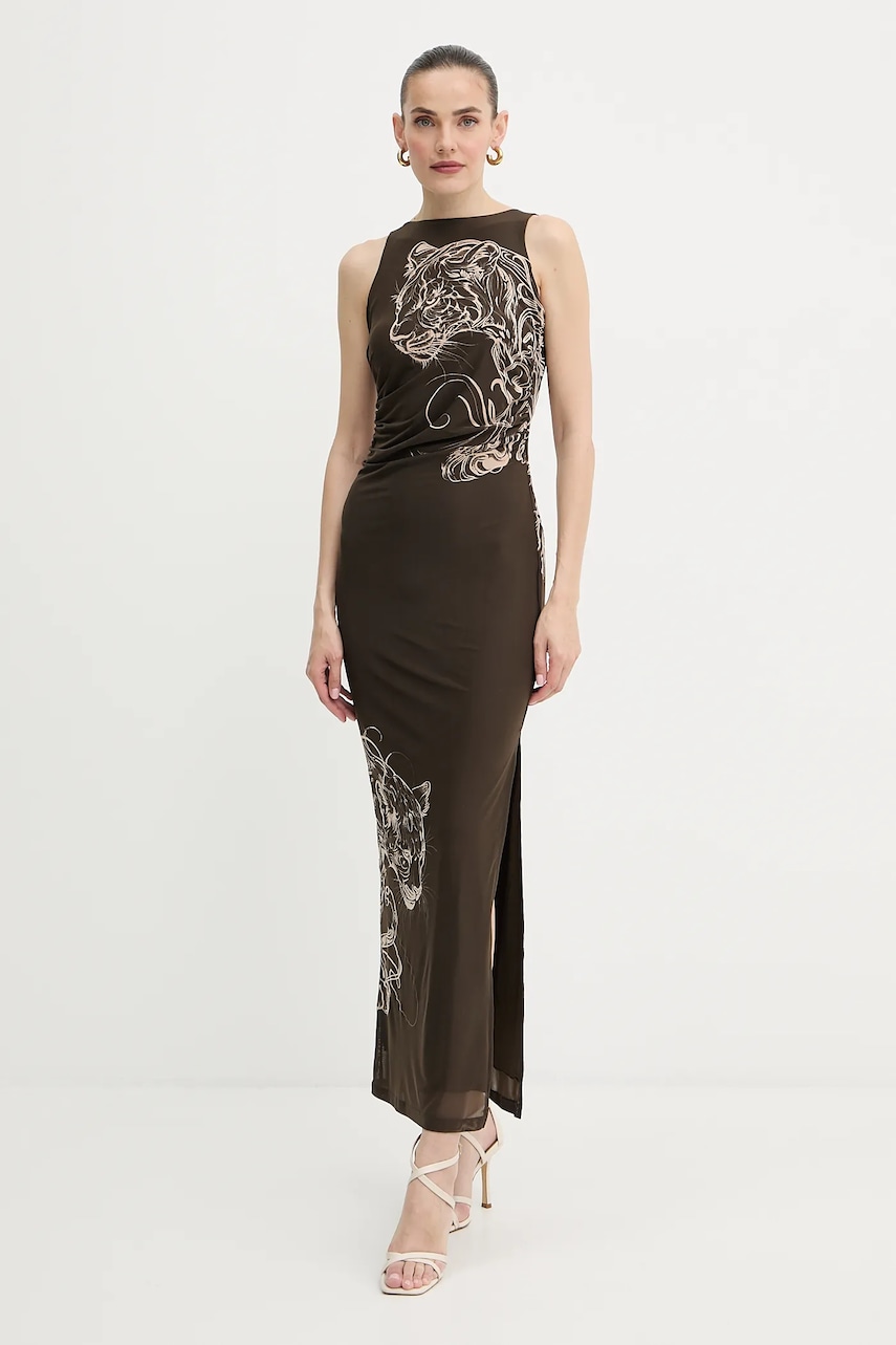 Levně Šaty Guess PENELOPE zelená barva, maxi, přiléhavé, W5YK19 KCZC2