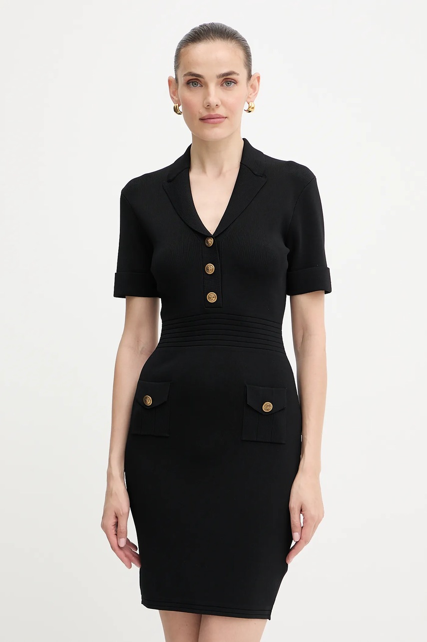 Šaty Guess FELICITY černá barva, mini, přiléhavé, W5YK29 Z0130