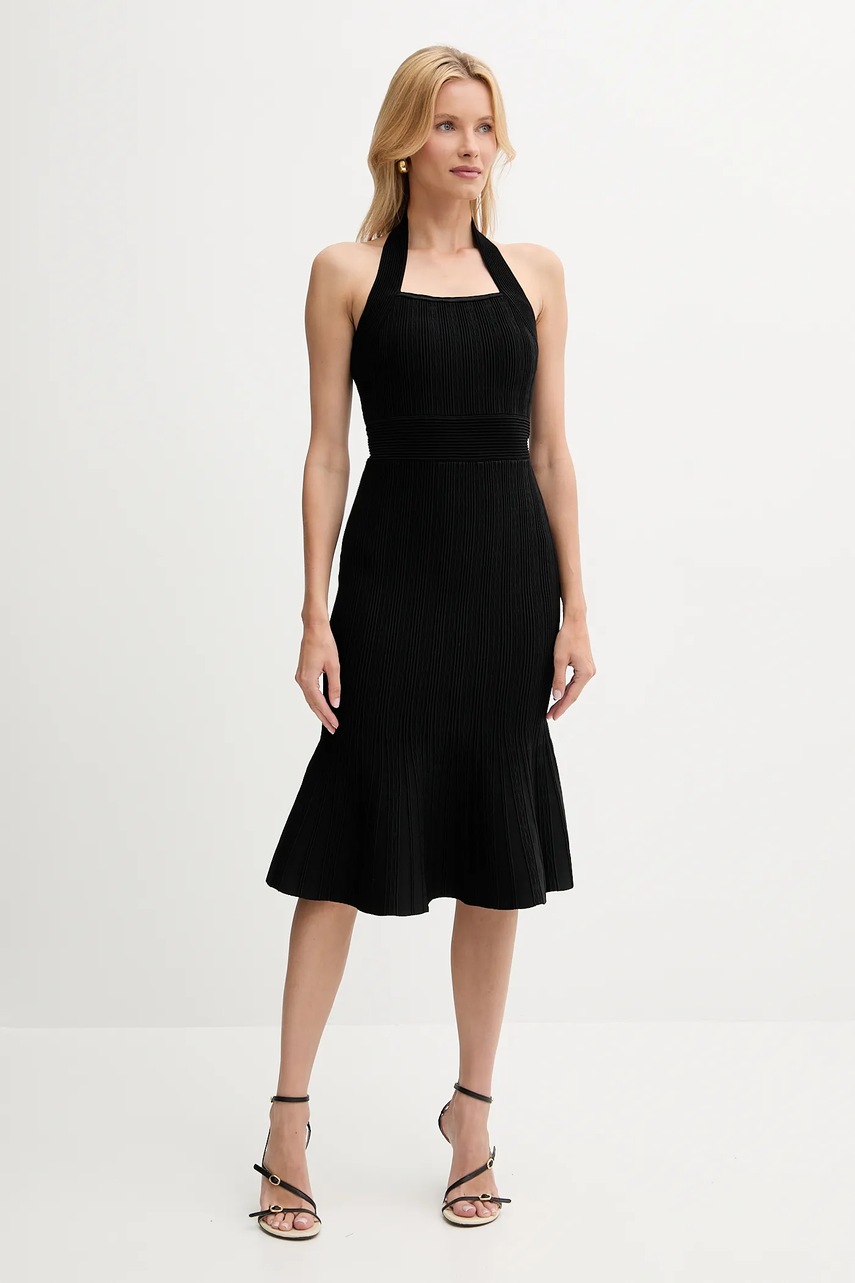 Levně Šaty Guess SOFIE černá barva, midi, přiléhavé, W5YK39 Z2XY0