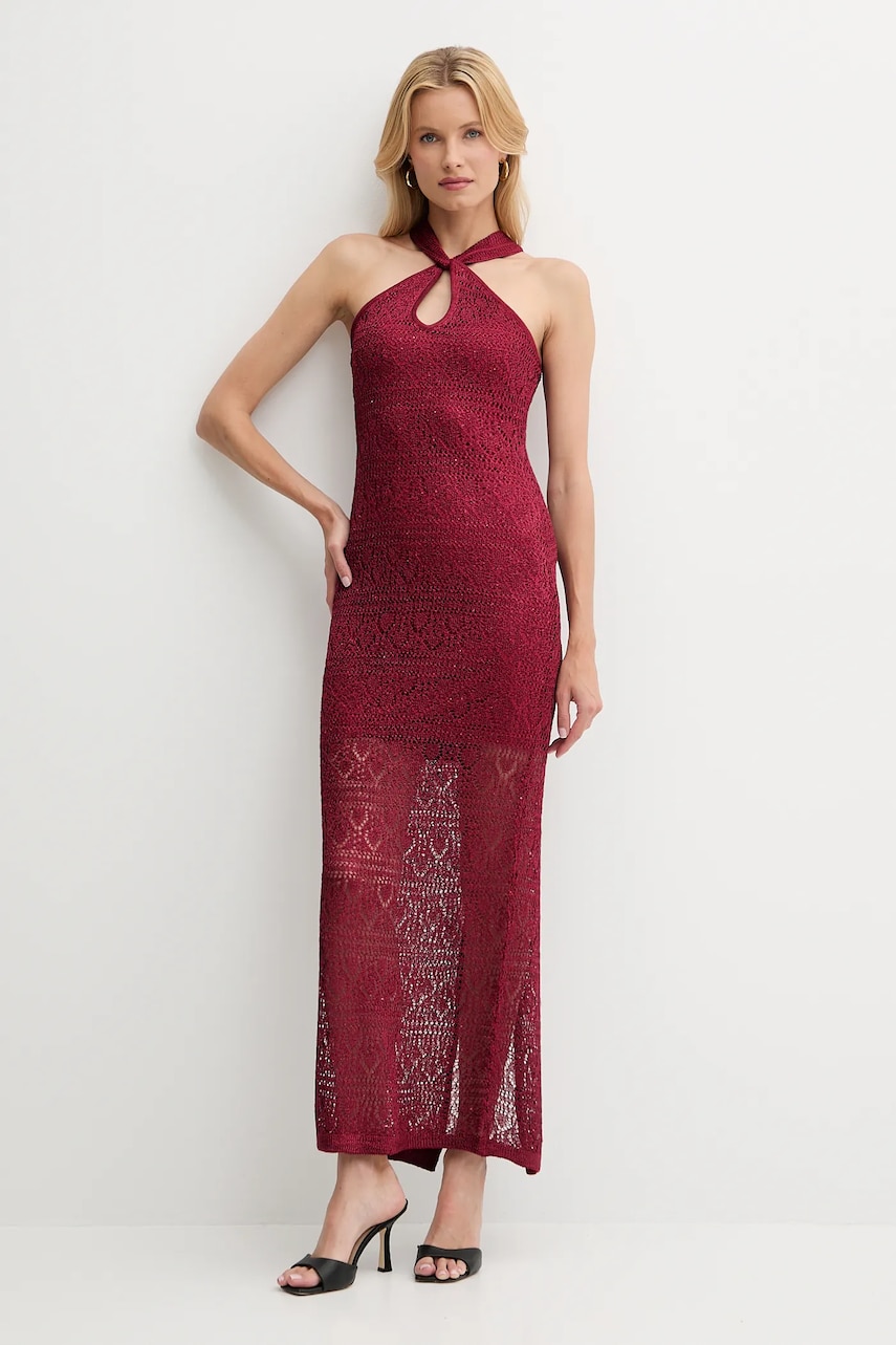 Levně Šaty Guess CYNTHIA červená barva, maxi, přiléhavé, W5YK48 Z37G0
