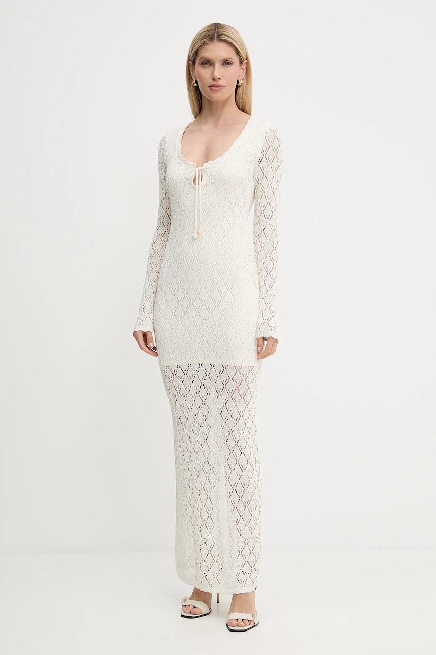 Levně Šaty Guess ALBA béžová barva, maxi, W5YK85 Z0010