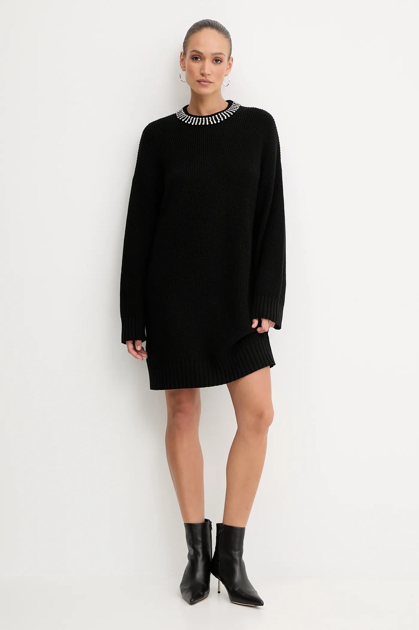 Сукня з домішкою вовни Pinko колір чорний midi oversize 105746 A2S4