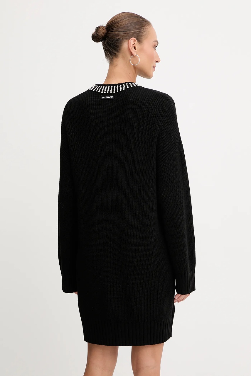 Сукня з домішкою вовни Pinko колір чорний midi oversize 105746 A2S4