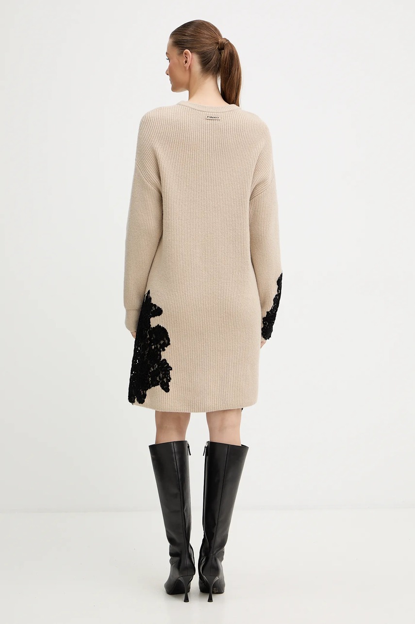 Сукня з додаванням вовни Pinko колір бежевий mini oversize 105504 A2R1