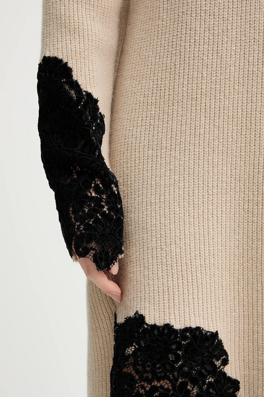 Сукня з додаванням вовни Pinko колір бежевий mini oversize 105504 A2R1