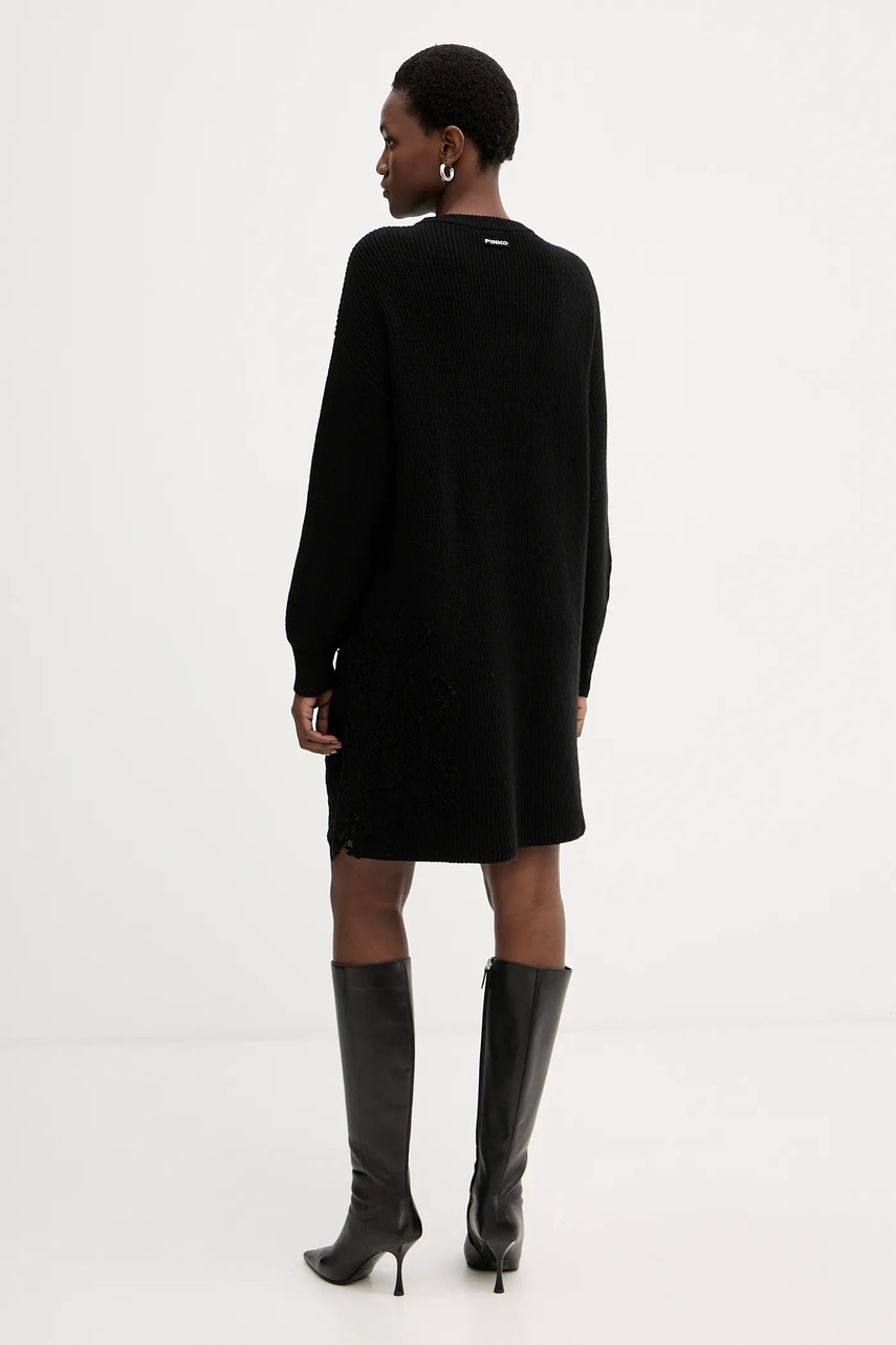 Сукня з додаванням вовни Pinko колір чорний mini oversize 105504 A2R1