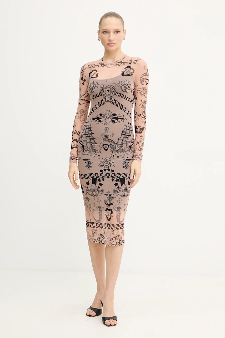 Платье Pinko цвет бежевый midi облегающее 105797 A2VM
