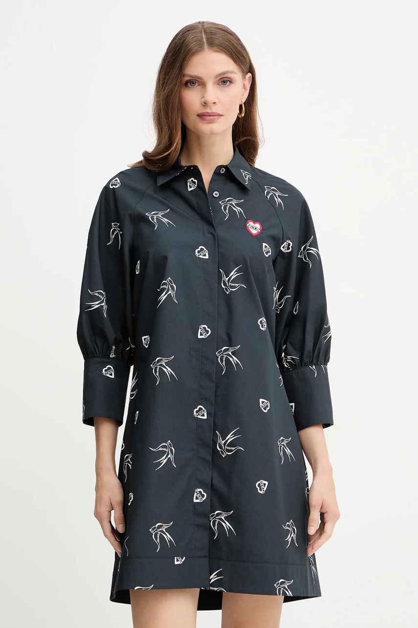 Бавовняна сукня Pinko колір чорний mini пряма 105476 A2QA