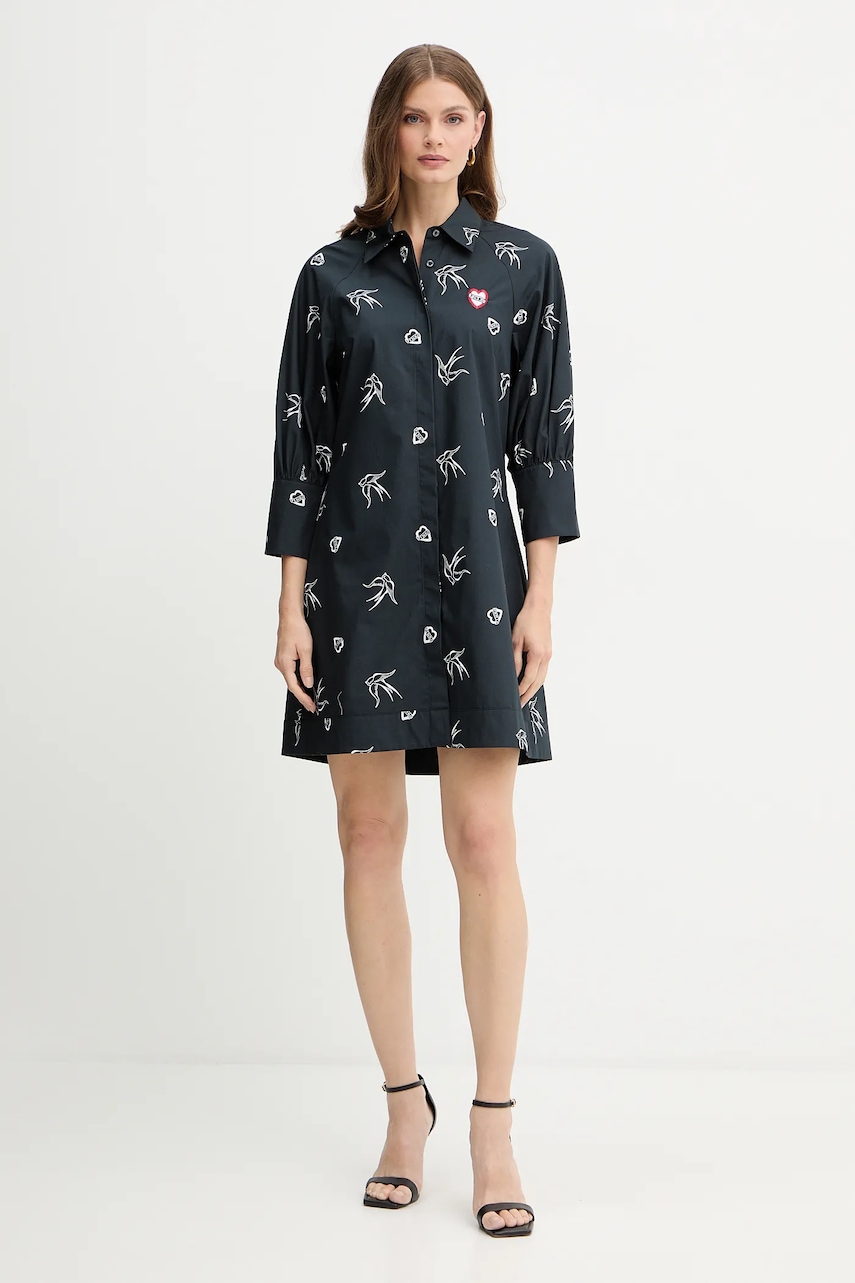 Бавовняна сукня Pinko колір чорний mini пряма 105476 A2QA