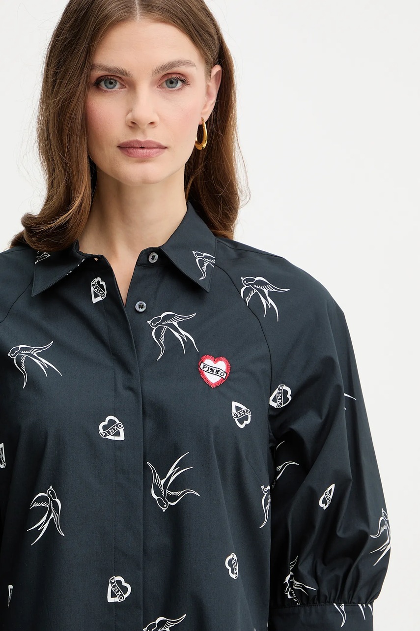 Бавовняна сукня Pinko колір чорний mini пряма 105476 A2QA