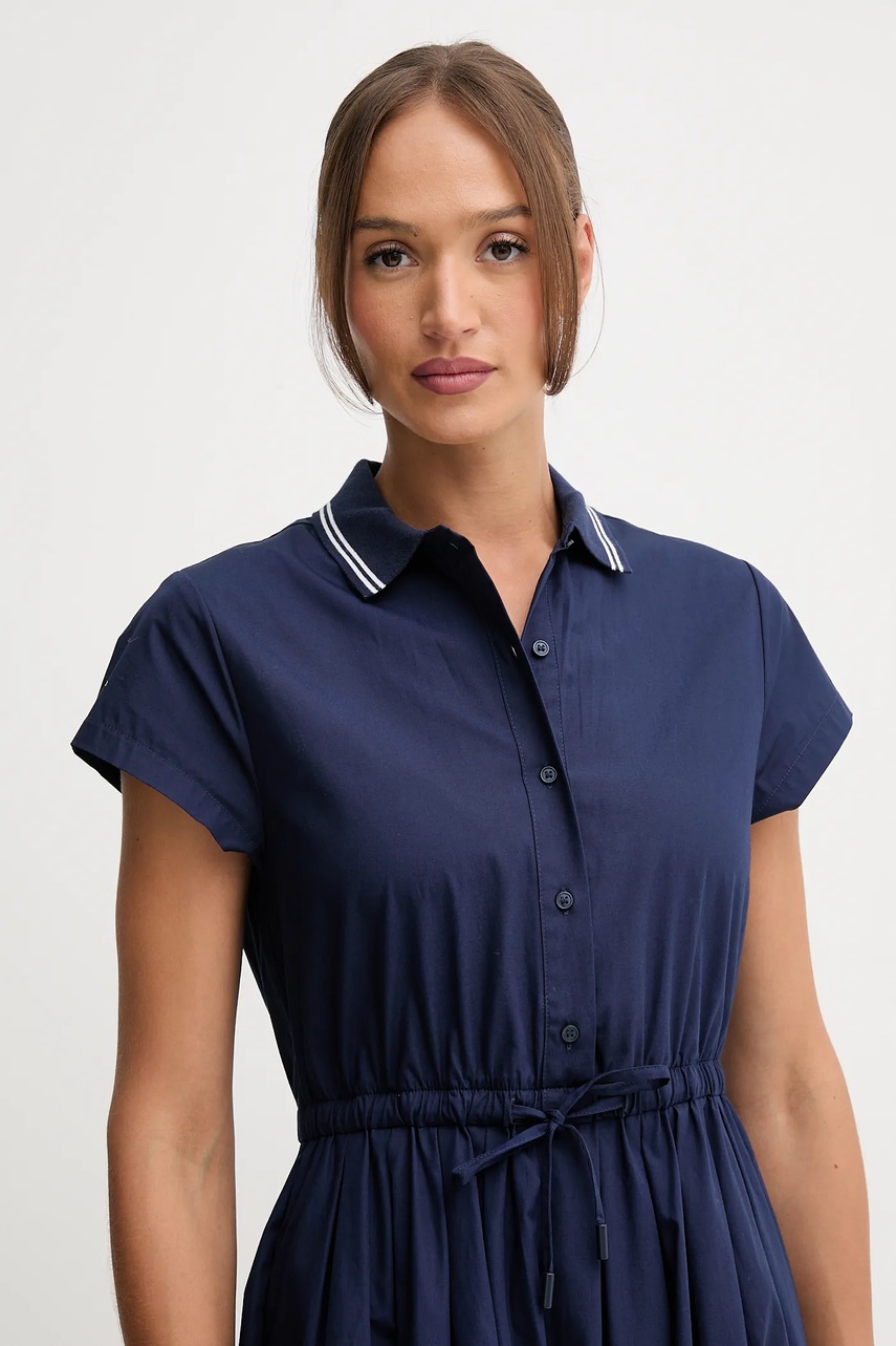 Бавовняна сукня United Colors of Benetton колір синій midi розкльошена 49WNDV0BV
