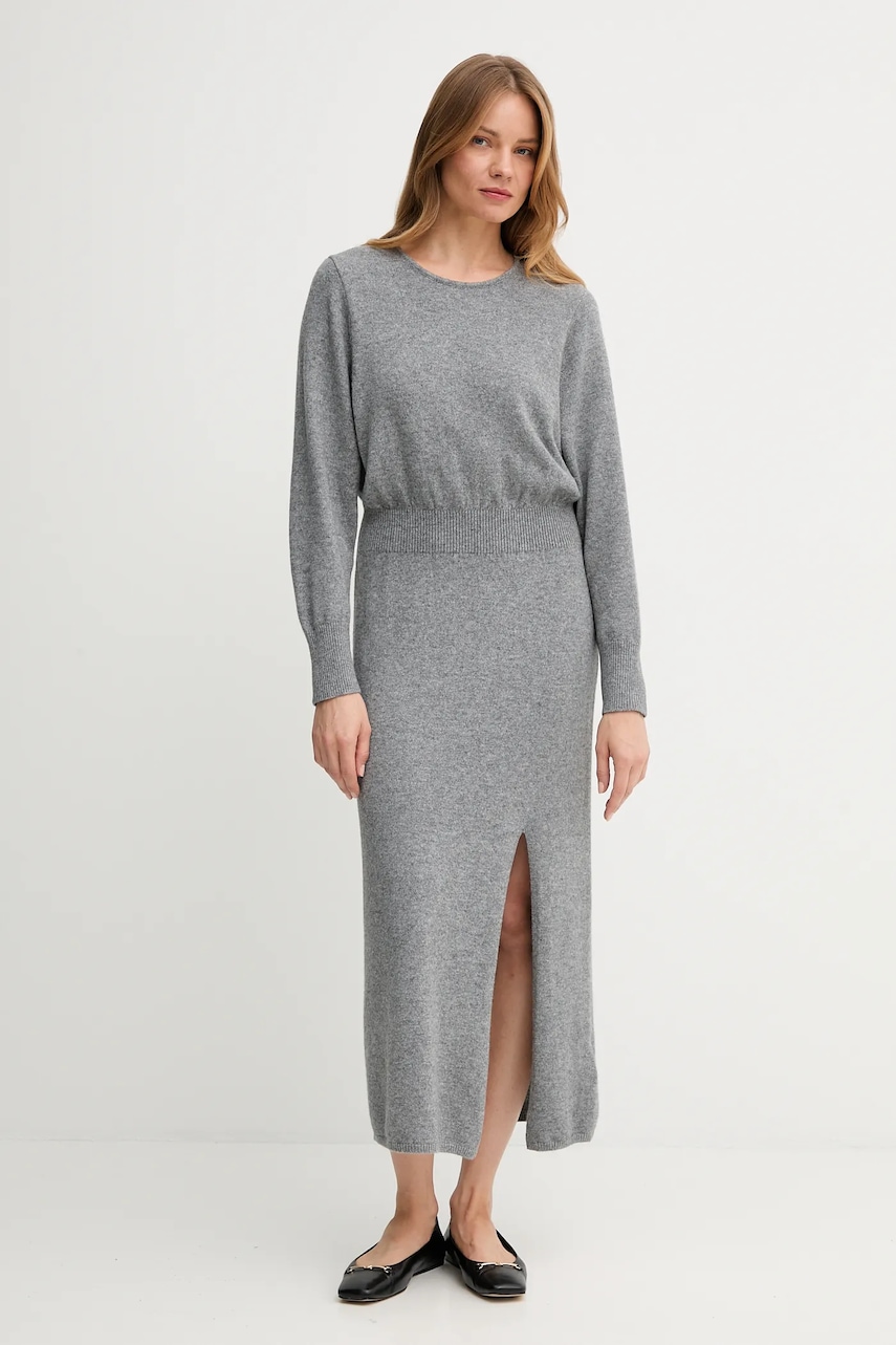 OUI rochie din lână culoarea gri, maxi, mulată, 94484