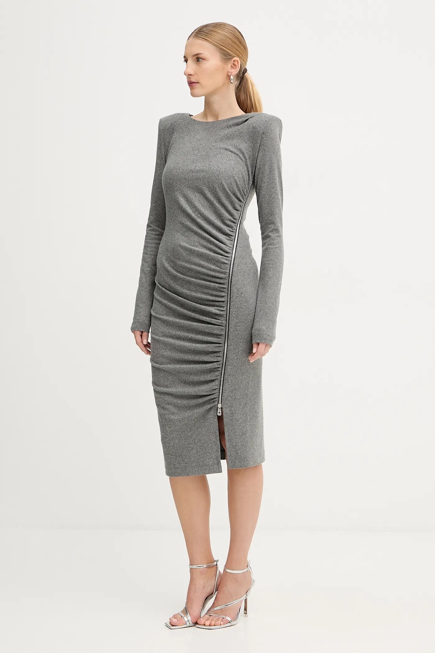 Сукня з додаванням вовни Pinko колір сірий mini облягаюча 106126 A2ZU