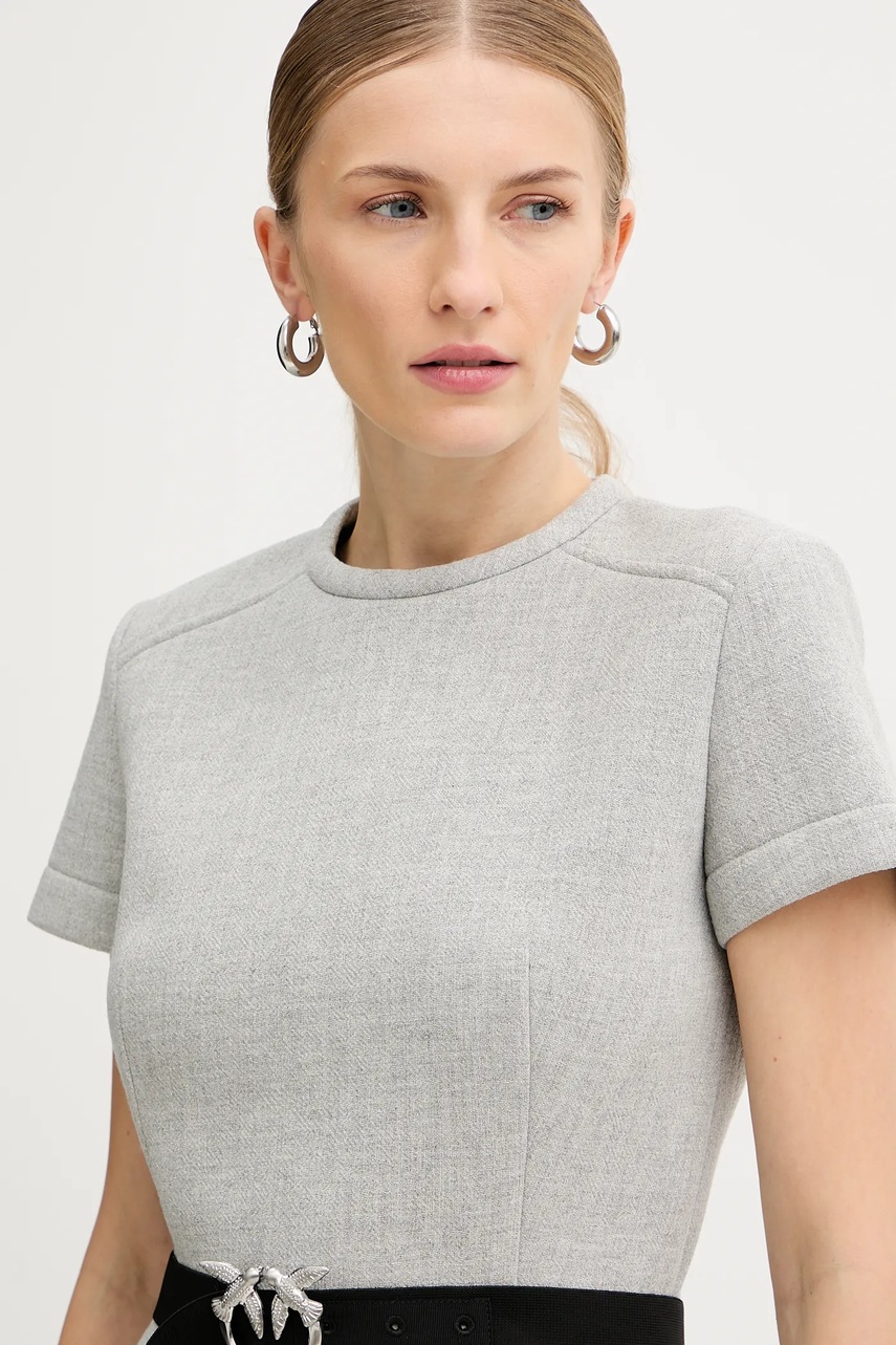 Сукня з додаванням вовни Pinko колір сірий mini розкльошена 106084 A2ZQ