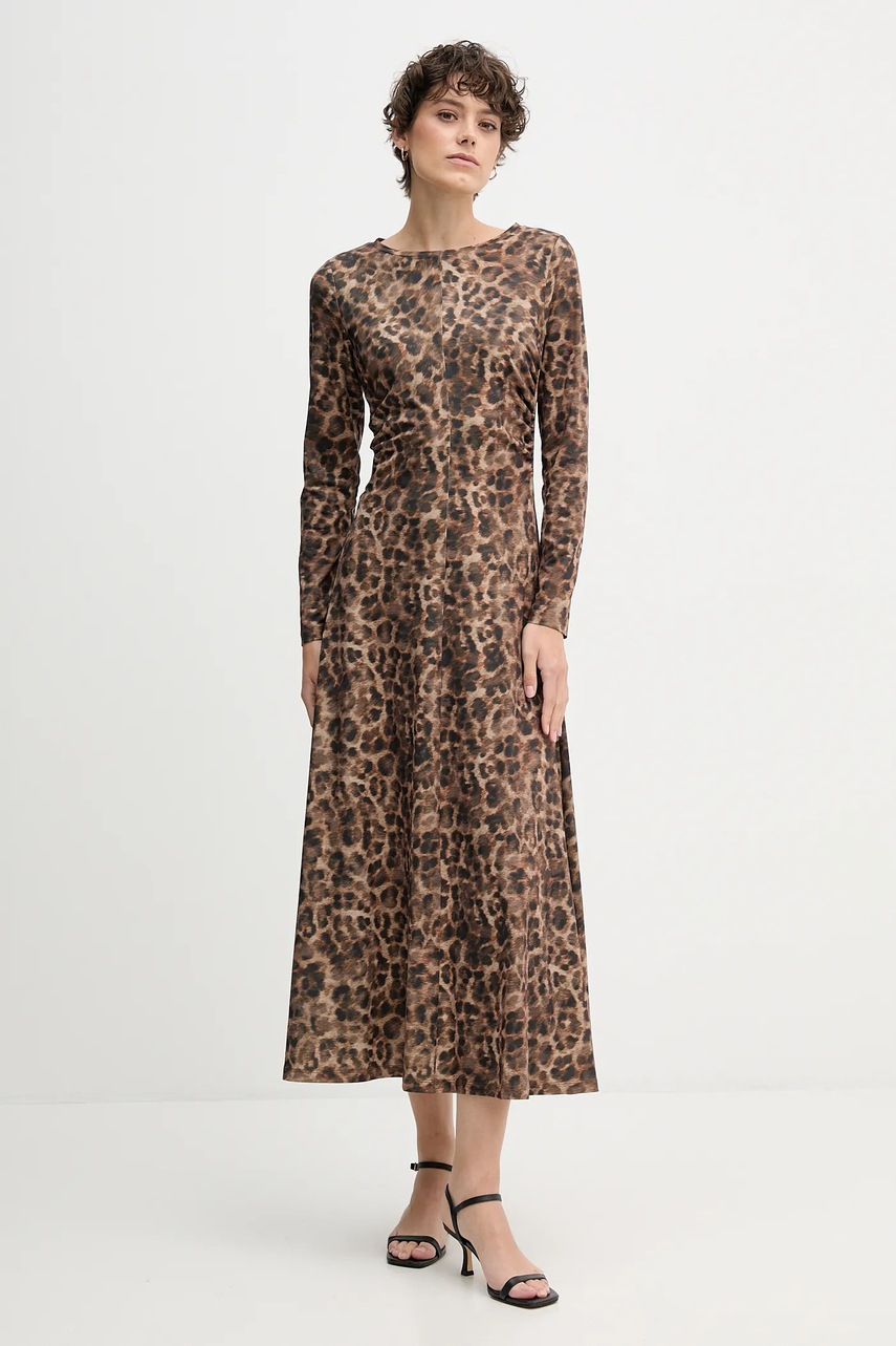 OUI rochie culoarea maro, maxi, evazați, 88650